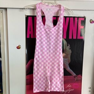 Forever 21 Pink and White Checkered Bodysuit